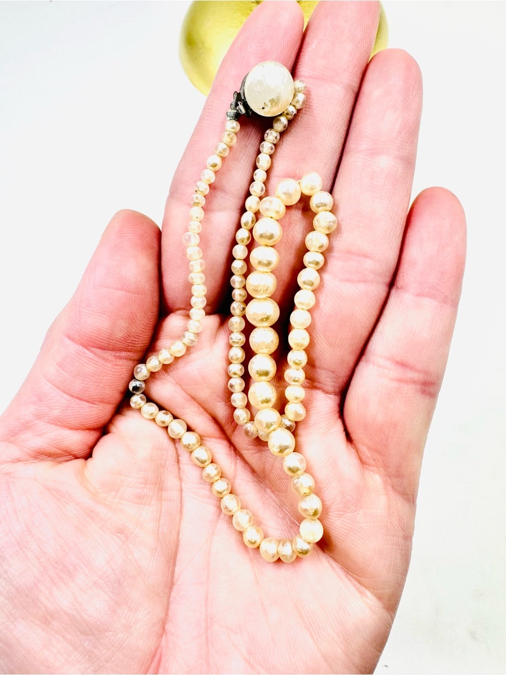 Antique Child Pearl Strand Necklace with Silver Clasp